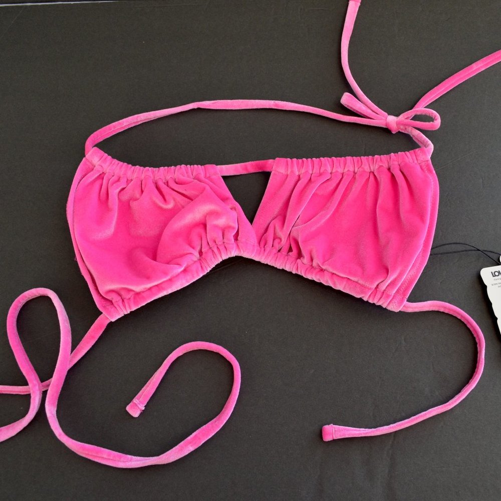 Love & Sports Velvet barbie bikini top woman size m